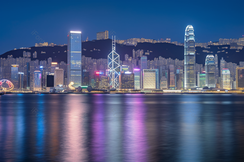 沿海城市夜晚灯光夺目绚丽的夜景,高清,摄影图,摄影图片,图片大全,摄影图免费下载